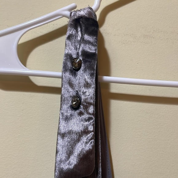 Women’s Anthropologie Maeve Velvet Overalls Romper Jumpsuit Grey Loose - Picture 6 of 8